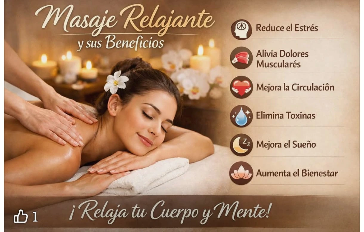 Imagen informativa de masaje relajante y sus beneficios